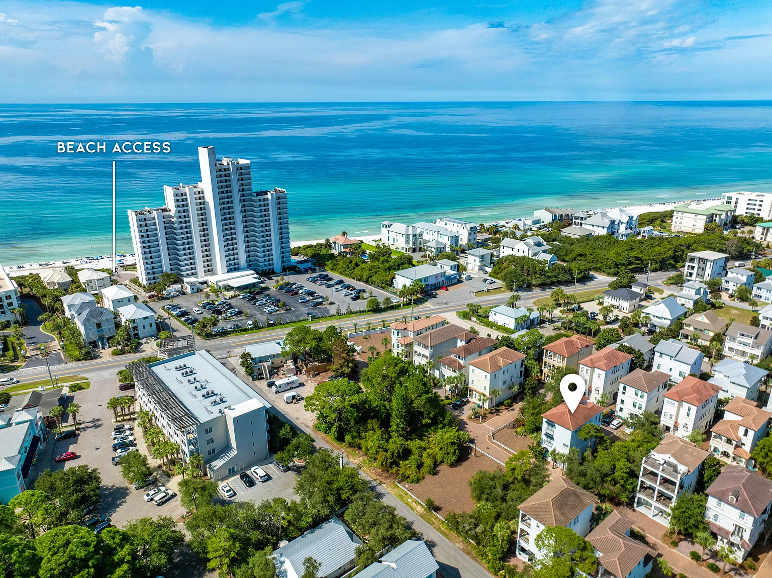 Aerial view showing nearby beach access
